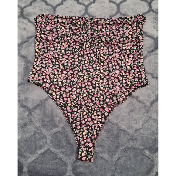 WAYF Floral Halter Neck Bodysuit With Adjustable Tie/Sz. XL, NWOT - Picture 3 of 5